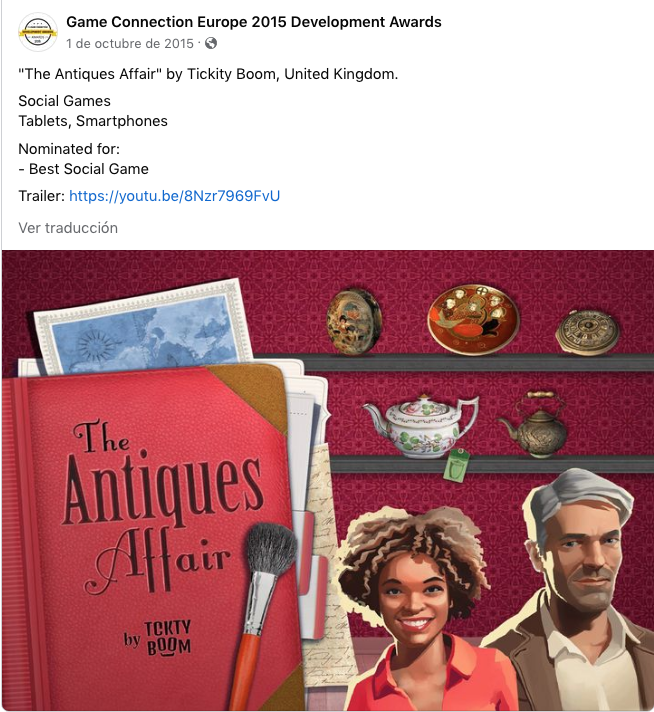 Nominated Best Social game, Game Connection europe 2015